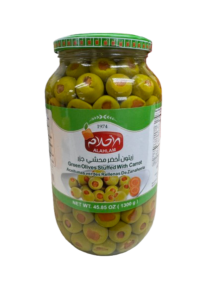 Alahlam Green Olives with Carrots - 1300g