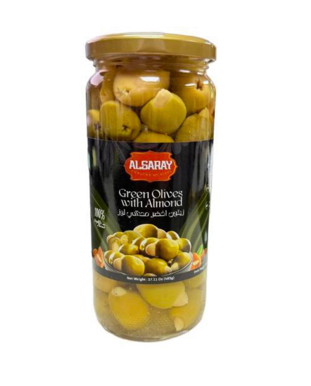 Alsaray Green Olives with Almonds - 485g