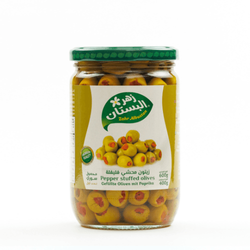 Zahr Albustan Green Olives with Peppers - 600g